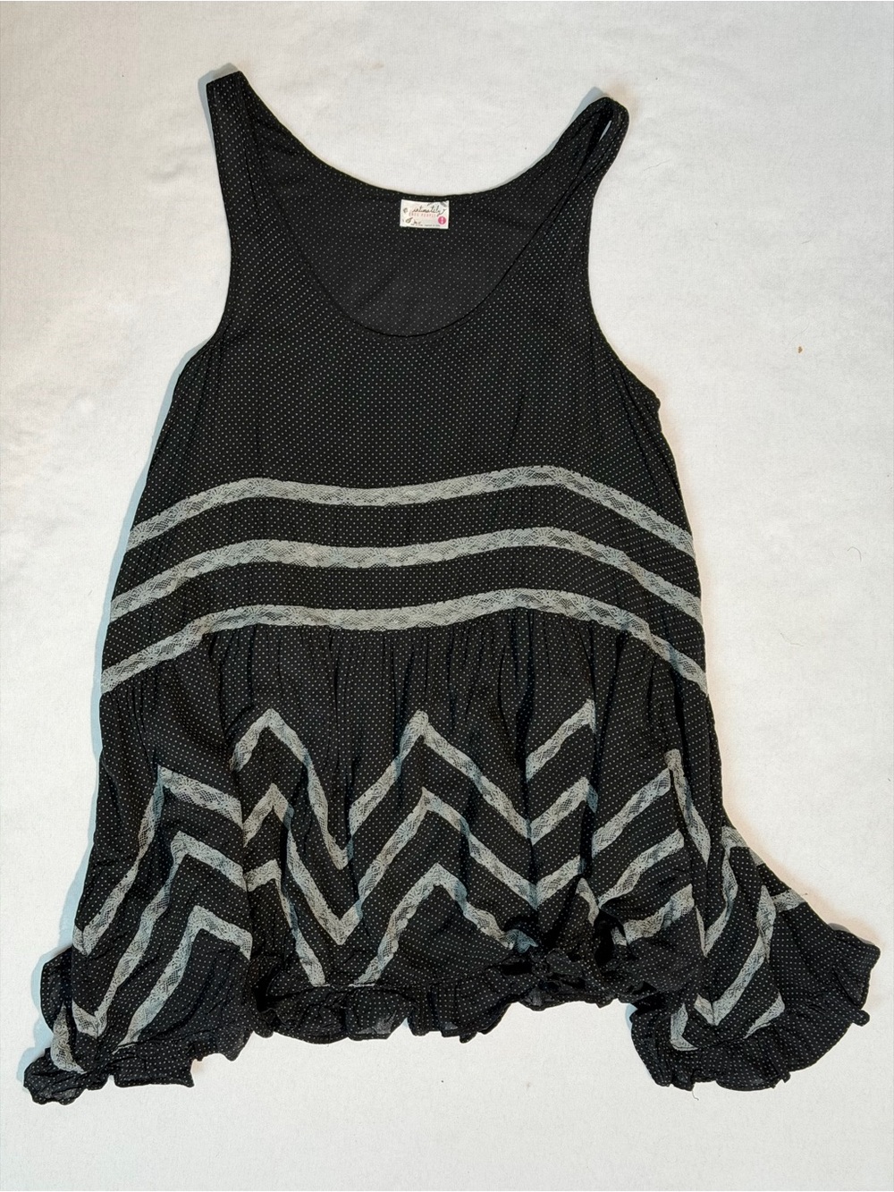 Intimately Free People Black Polka Dot Lace Tunic Top M